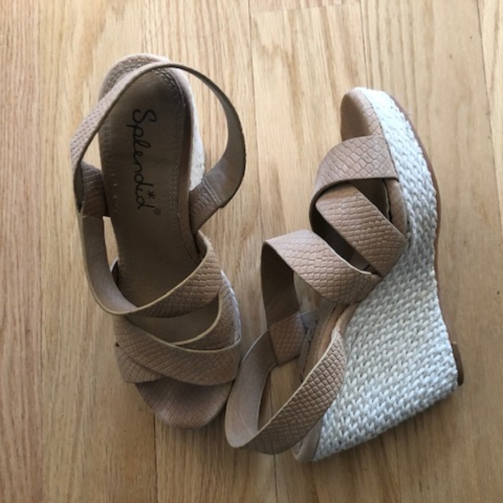 Splendid snake embossed espadrille wedges